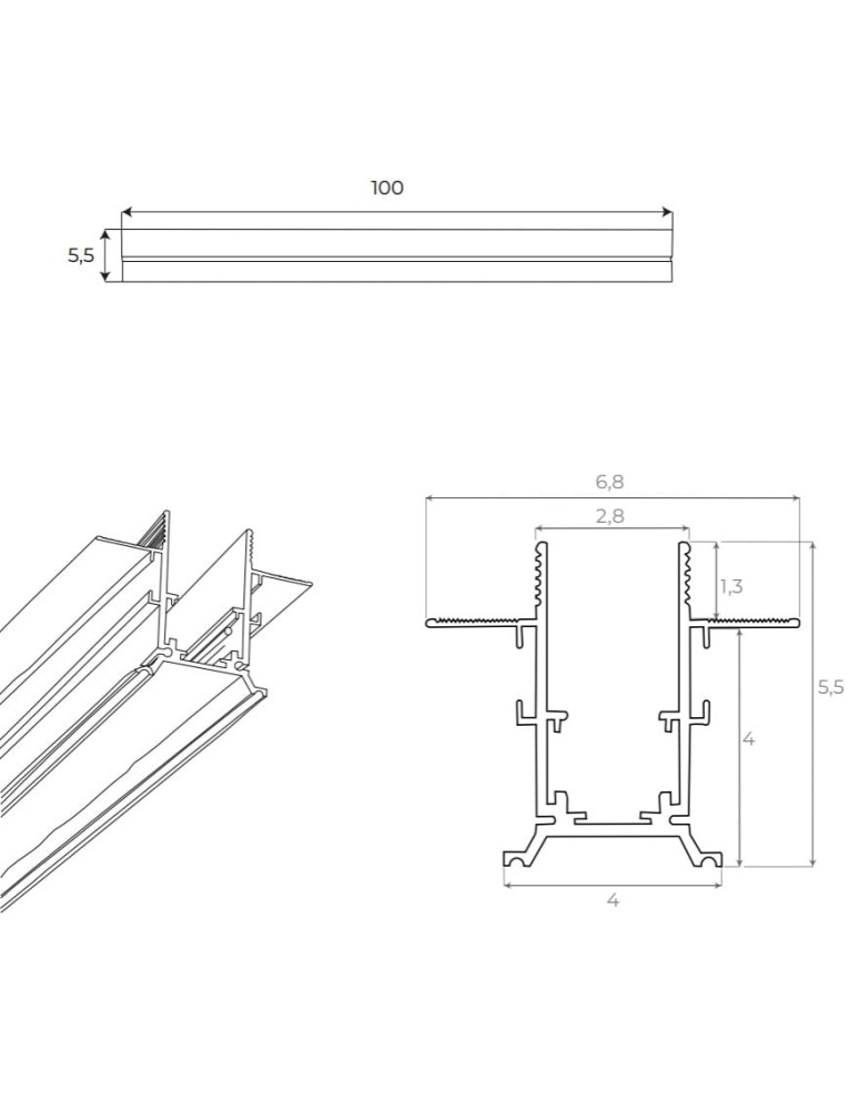 Magnetic rails - Maxlight Flush Mounted Magnetic Rail, 1 Metre, Black MT0006 - product kolory-swiatla.pl 3