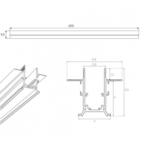 MAXLight Magnetic MT0007 Szyna Magnetyczna Podtynkowa 2m Czarna