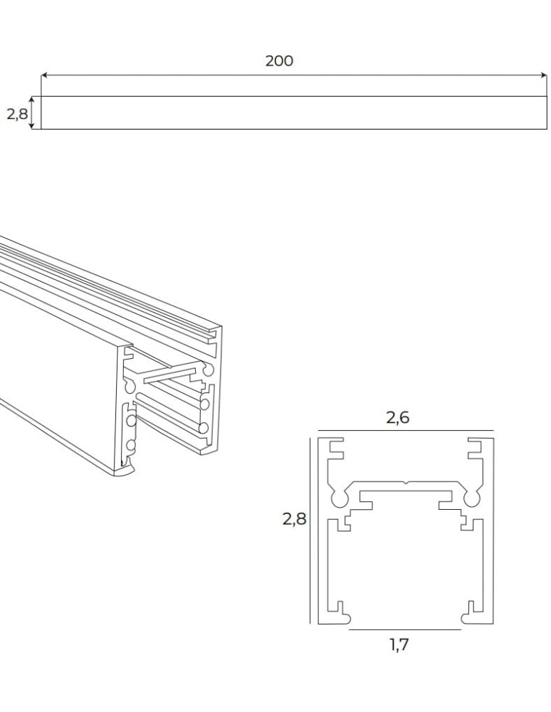 Magnetic rails - Maxlight Magnetic Tile Rail, Surface Mounted, 2 Meters, Black MT0012 - product kolory-swiatla.pl 3