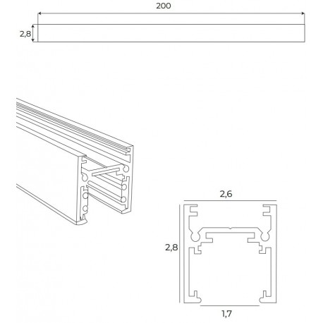 MAXLight Magnetic MT0012 Szyna Magnetyczna Płytka Natynkowa 2m Czarna