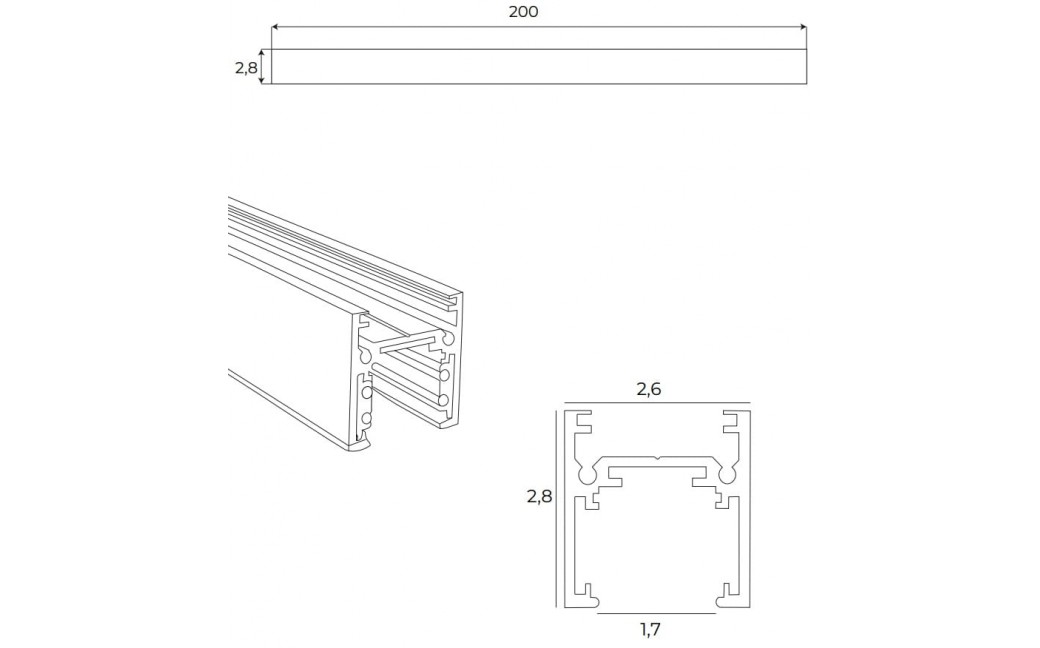 MAXLight Magnetic MT0012 Szyna Magnetyczna Płytka Natynkowa 2m Czarna