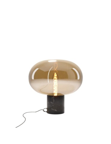 Maxlight Moonstone Amber Glass + Black Marble Table Lamp T0058.