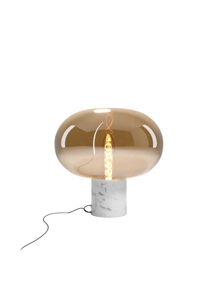Table lamps - Maxlight Moonstone Amber Glass + White Marble Table Lamp T0056. - product kolory-swiatla.pl 1