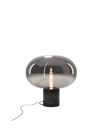 Maxlight Moonstone Table Lamp Smoke Glass + Black Marble T0057.
