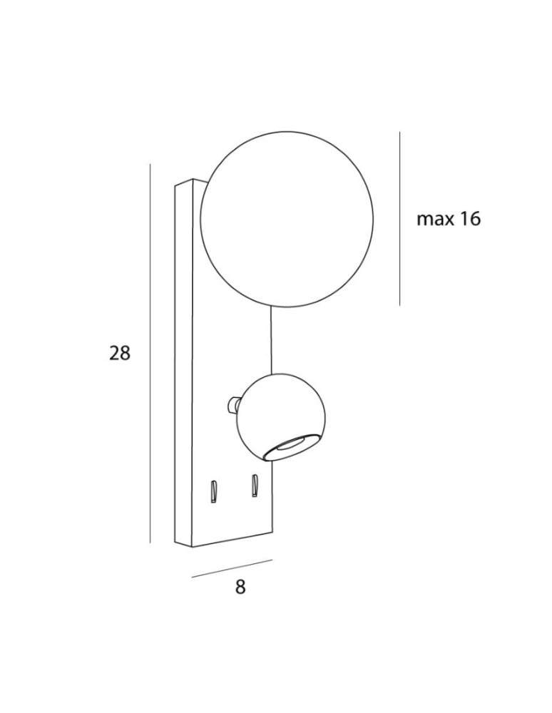 Wall lamps for bedrooms - Maxlight Atom wall lamp W0351 - product kolory-swiatla.pl 3