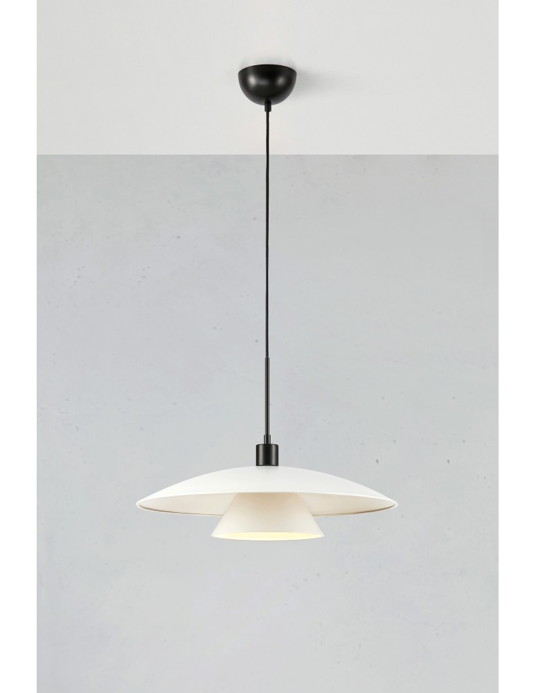Scandinavian style pendant lamps - Markslojd MILLINGE Pendant 1L Matte White/Black 108430 - product kolory-swiatla.pl 2