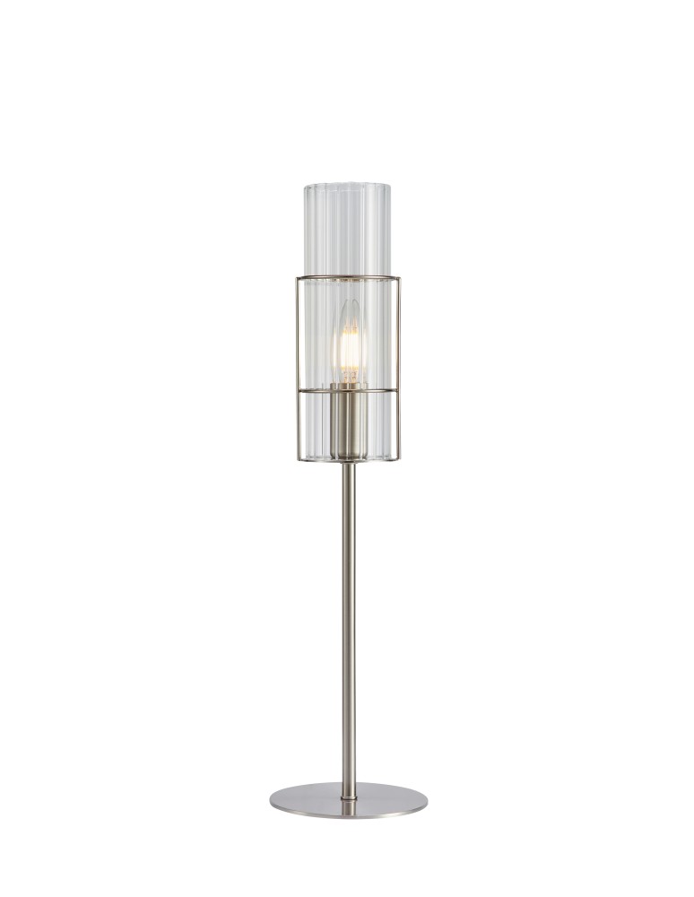 Scandinavian style table lamps - Markslojd TUBO Table 1L 50cm Satin Nickel/Transparent 108557 - product kolory-swiatla.pl 1