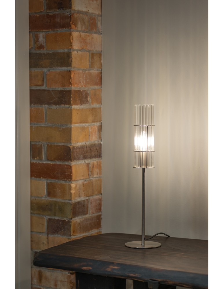 Scandinavian style table lamps - Markslojd TUBO Table 1L 50cm Satin Nickel/Transparent 108557 - product kolory-swiatla.pl 2