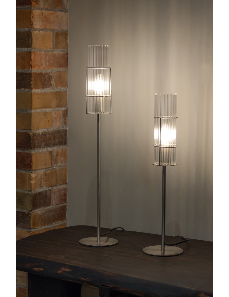 Scandinavian style table lamps - Markslojd TUBO Table 1L 50cm Satin Nickel/Transparent 108557 - product kolory-swiatla.pl 4