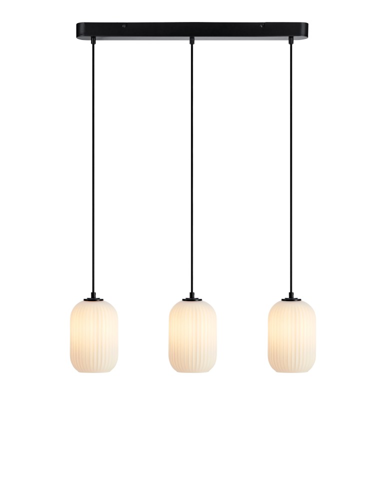 Pendant lamps on a strip - Markslojd CAVA Hanging 3L Line Black/White 108563 - product kolory-swiatla.pl 1