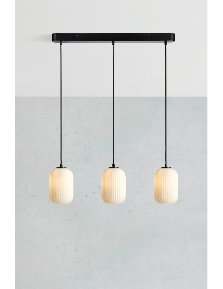 Pendant lamps on a strip - Markslojd CAVA Hanging 3L Line Black/White 108563 - product kolory-swiatla.pl 4