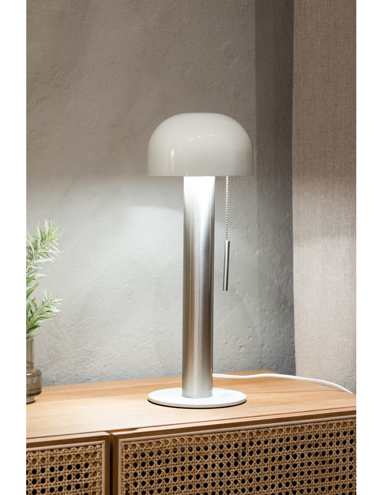 Scandinavian style table lamps - Markslojd COSTA Table 1L Satin Nickel/White 108577 - product kolory-swiatla.pl 2