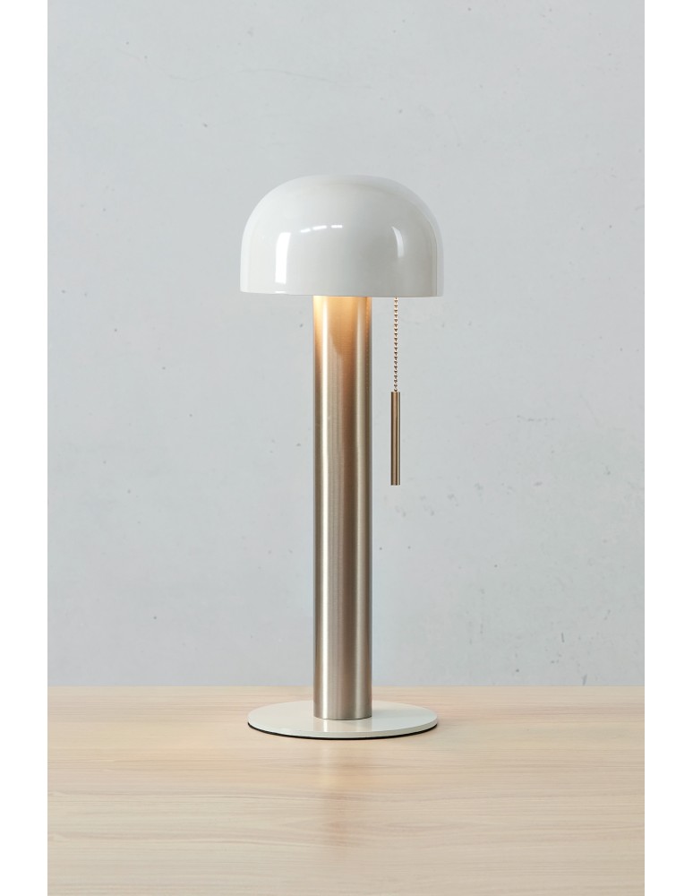 Scandinavian style table lamps - Markslojd COSTA Table 1L Satin Nickel/White 108577 - product kolory-swiatla.pl 3
