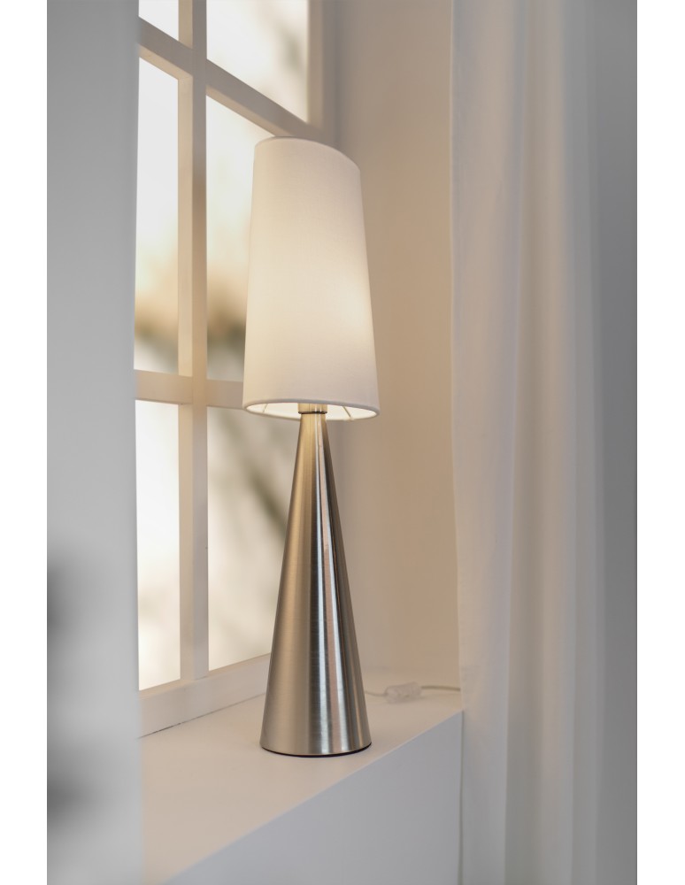 Scandinavian style table lamps - Markslojd CONUS Table 1L Satin Nickel/Broken White 108624 - product kolory-swiatla.pl 2