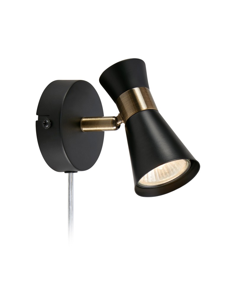 Scandinavian style wall lamps - Markslojd FOLIE Wall Mount 1L Black/Antique Brass 108625 - product kolory-swiatla.pl 1