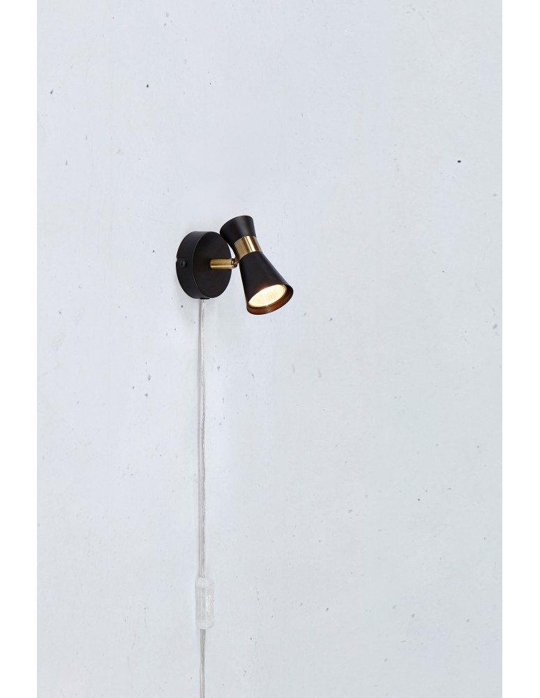 Scandinavian style wall lamps - Markslojd FOLIE Wall Mount 1L Black/Antique Brass 108625 - product kolory-swiatla.pl 2