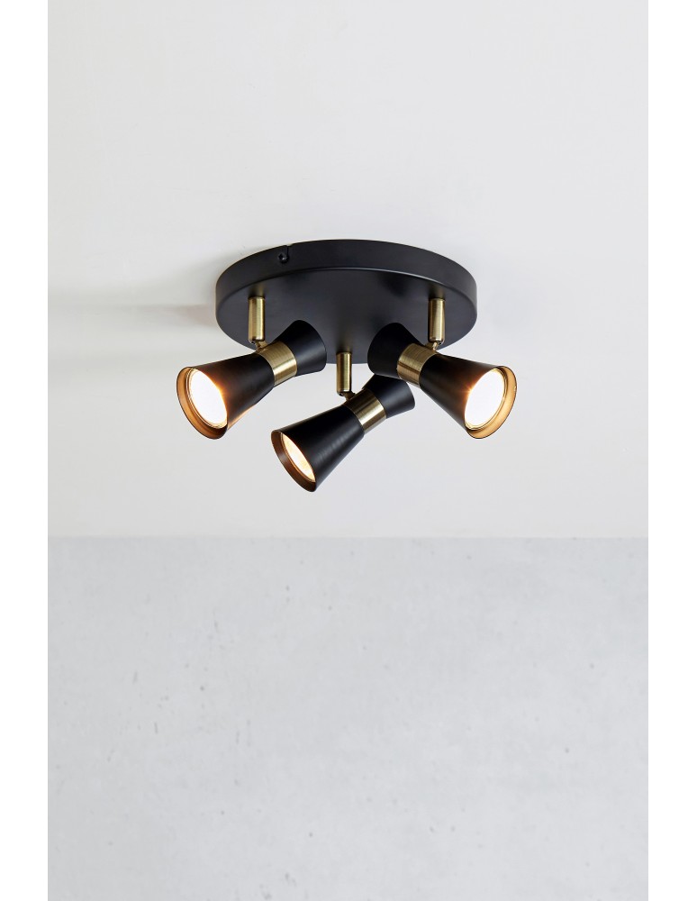 Adjustable ceiling lamps - spots - Markslojd FOLIE Ceiling Round 3L Black/Antique Brass 108626 - product kolory-swiatla.pl 2
