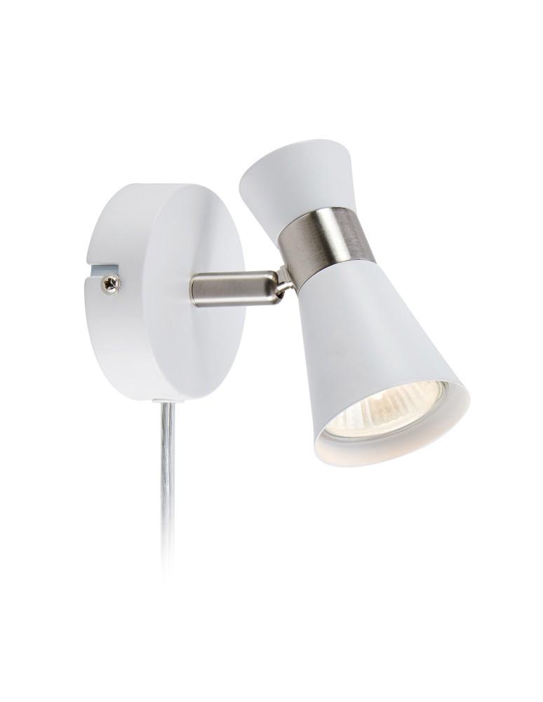 Scandinavian style wall lamps - Markslojd FOLIE Wall Mounted 1L White/Satin Nickel 108627 - product kolory-swiatla.pl 1