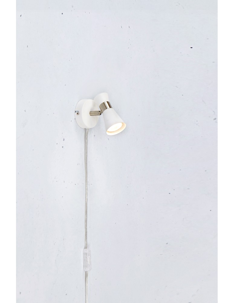 Scandinavian style wall lamps - Markslojd FOLIE Wall Mounted 1L White/Satin Nickel 108627 - product kolory-swiatla.pl 2
