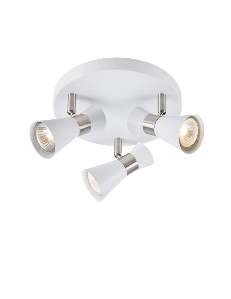 Adjustable ceiling lamps - spots - Markslojd FOLIE Ceiling Round 3L White/Satin Nickel 108628 - product kolory-swiatla.pl 1