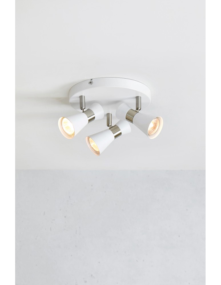 Adjustable ceiling lamps - spots - Markslojd FOLIE Ceiling Round 3L White/Satin Nickel 108628 - product kolory-swiatla.pl 2