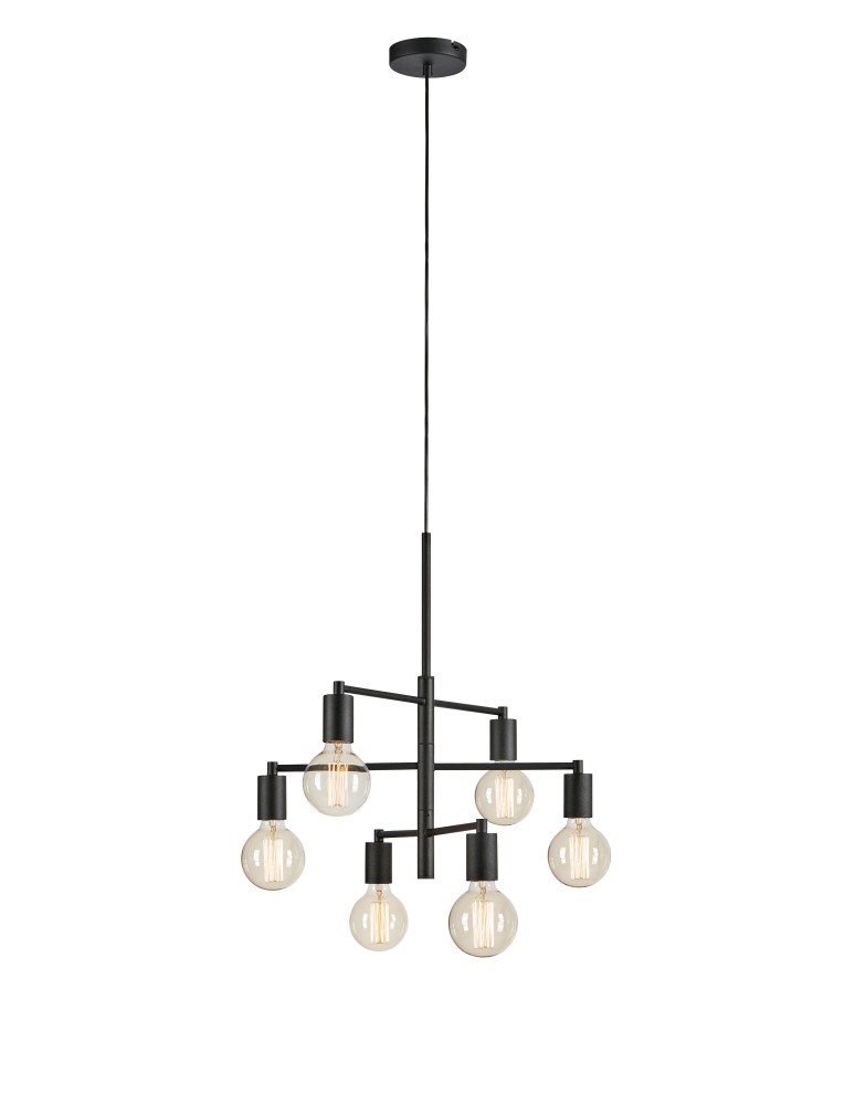 Scandinavian style pendant lamps - Markslojd CIELO Pendant 6L Sandblasted/Matte Black 108717 - product kolory-swiatla.pl 1