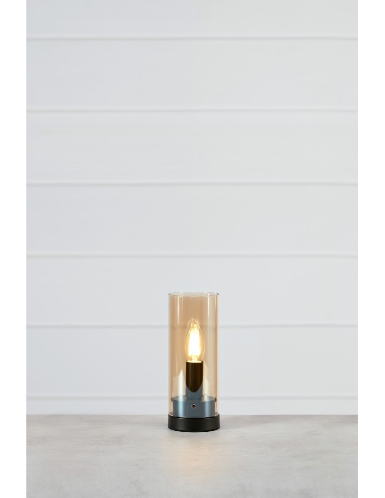 Scandinavian style table lamps - Markslojd POST Table 1L 9cm Black/Amber 108719 - product kolory-swiatla.pl 2