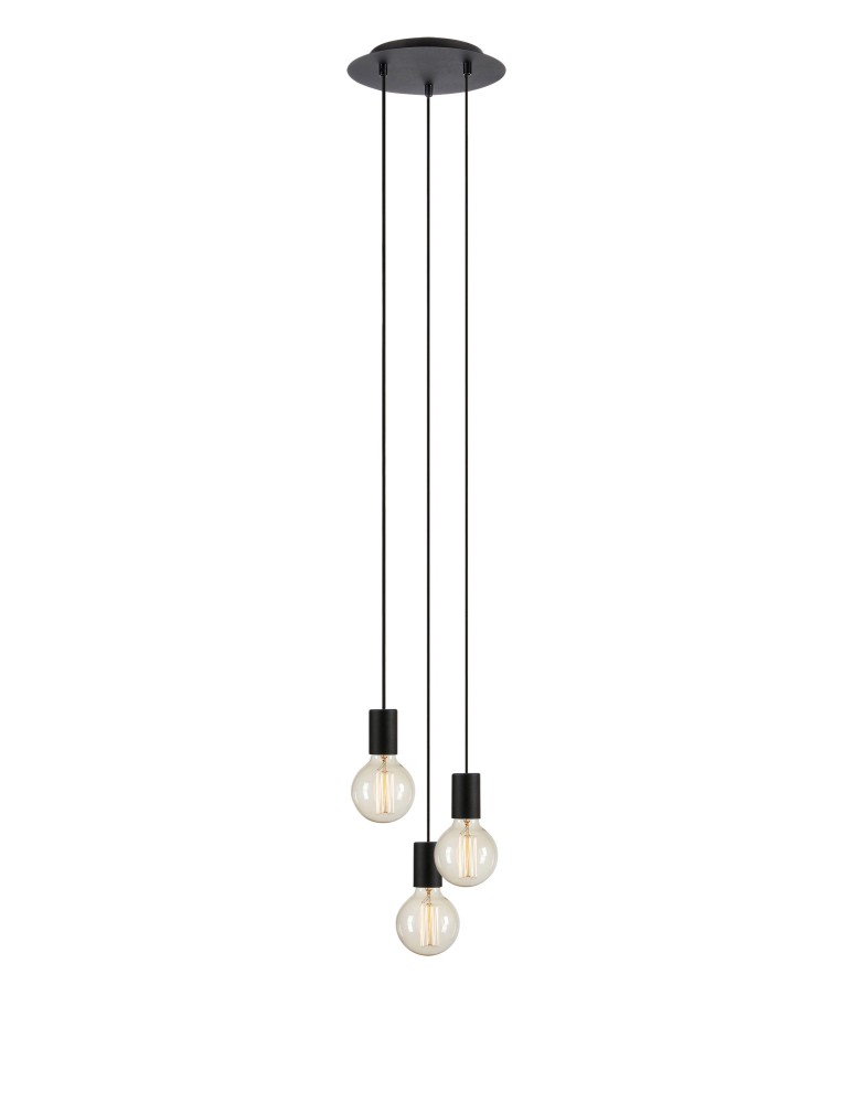 Pendant lamps bulbs - Markslojd CIELO Pendant 3L Round Sanded/Matte Black 108733 - product kolory-swiatla.pl 1
