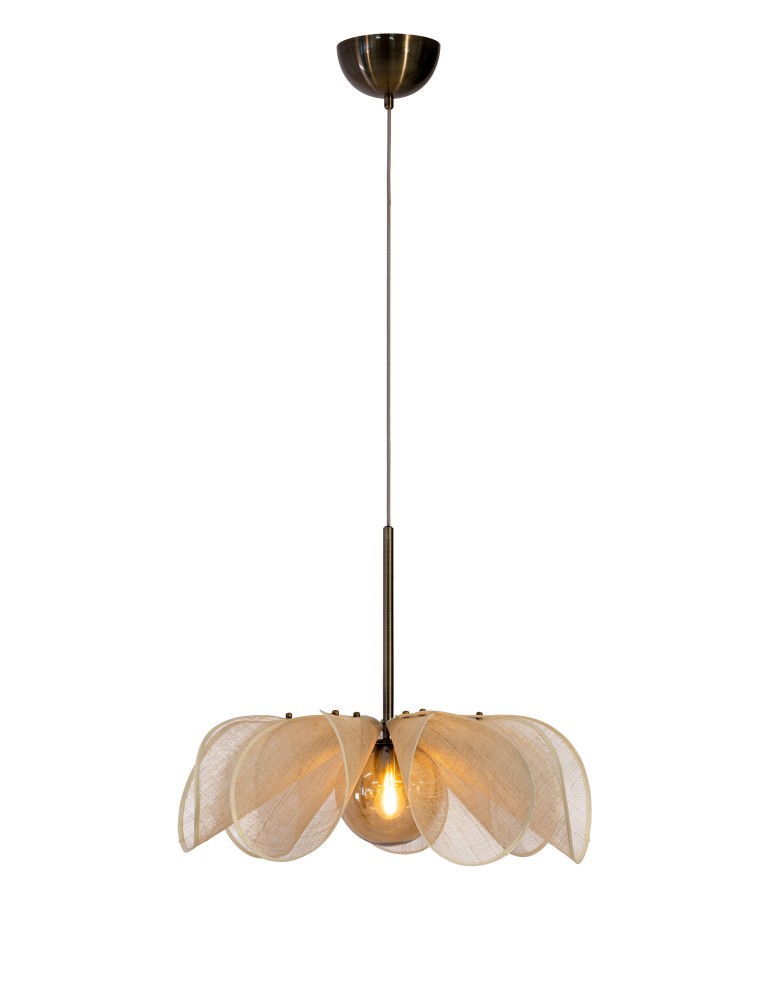Boho pendant lamps - Markslojd STYRKA Hanging 1L 63cm Beige/Antique Brass/Amber 108659 - product kolory-swiatla.pl 1