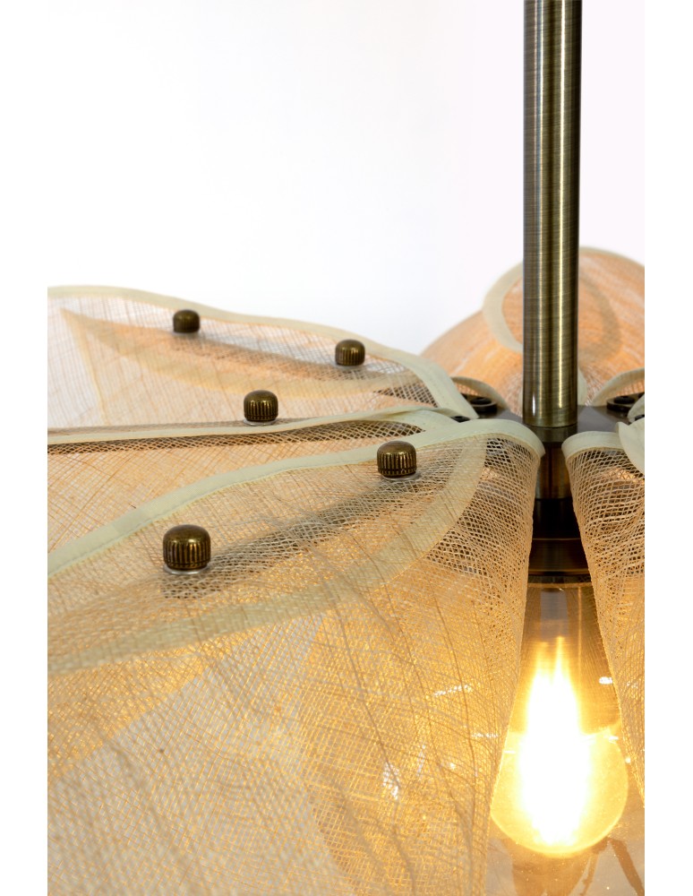 Boho pendant lamps - Markslojd STYRKA Hanging 1L 63cm Beige/Antique Brass/Amber 108659 - product kolory-swiatla.pl 2