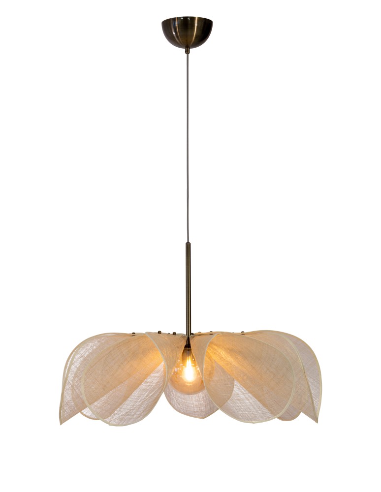 Boho pendant lamps - Markslojd STYRKA Hanging 1L 75cm Beige/Antique Brass/Amber 108661 - product kolory-swiatla.pl 1