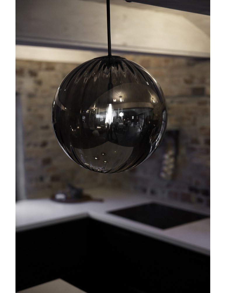 Scandinavian style pendant lamps - Markslojd FENGARI Pendant 1L Matte Black/Smoke 108762 - product kolory-swiatla.pl 2