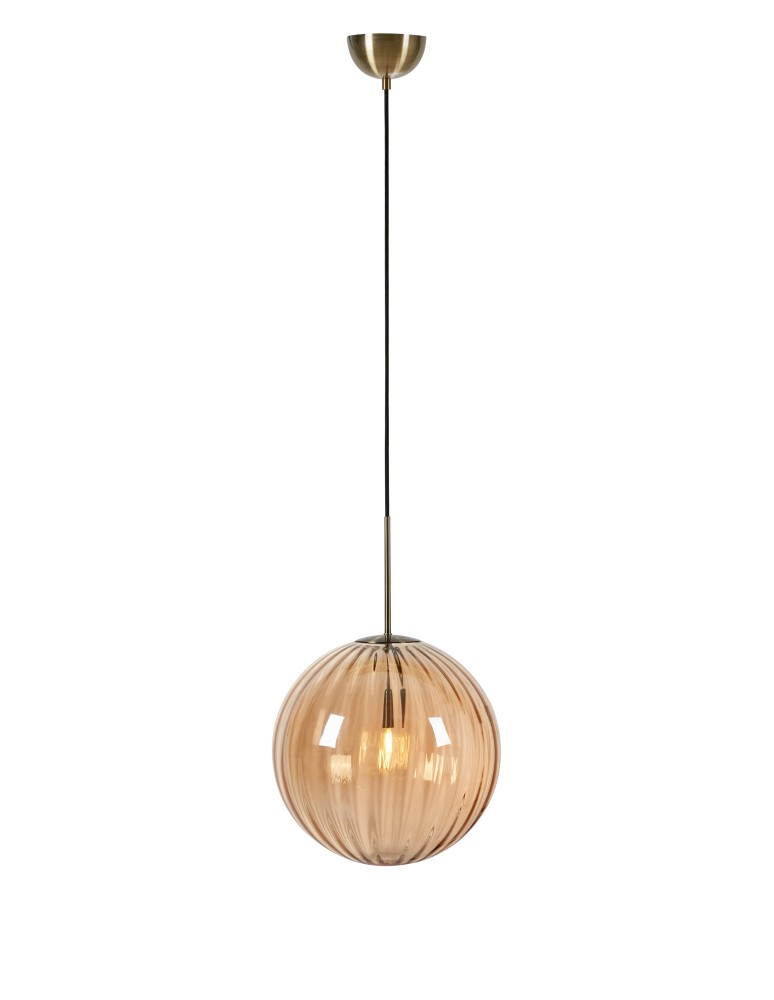 Scandinavian style pendant lamps - Markslojd FENGARI Hanging 1L Antique Brass/Amber 108763 - product kolory-swiatla.pl 1