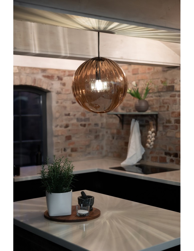 Scandinavian style pendant lamps - Markslojd FENGARI Hanging 1L Antique Brass/Amber 108763 - product kolory-swiatla.pl 2
