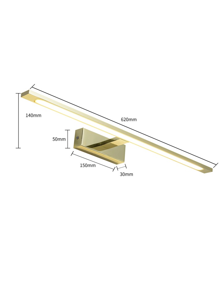Bathroom wall lamps - Light Prestige Wall lamp Isla large 4000K 1xLED gold IP44 GS-LWB-20W GOLD - product kolory-swiatla.pl 3
