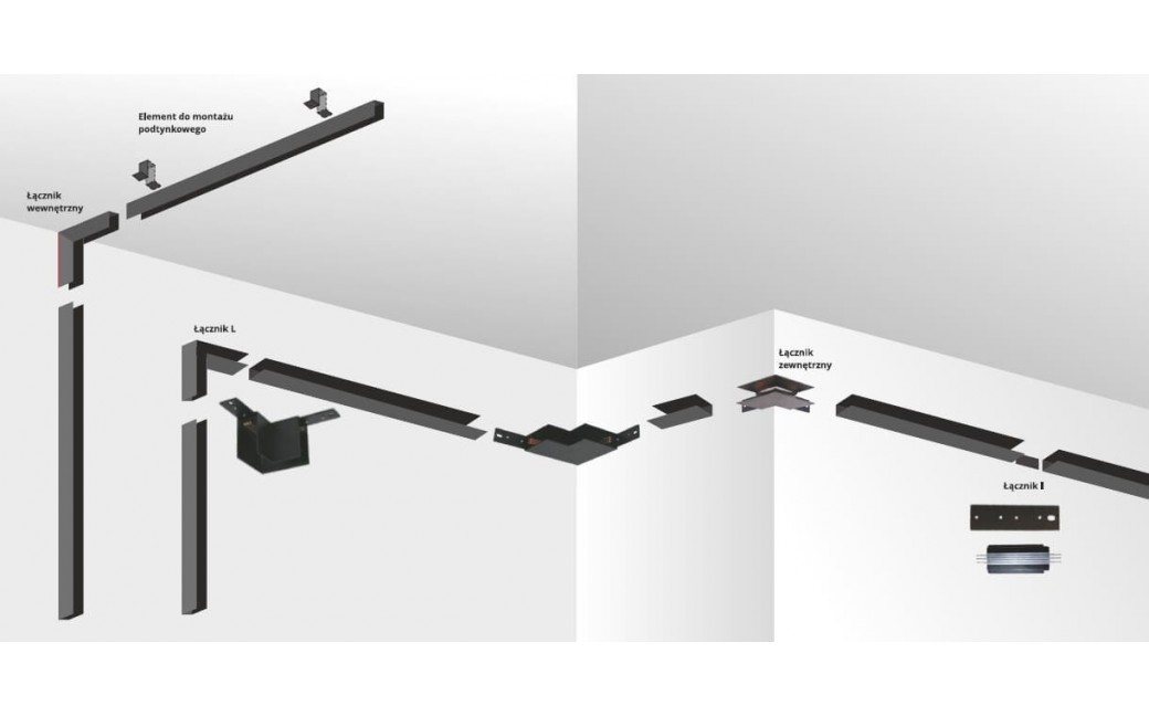 Light Prestige Magnetic zestaw do montażu podtynkowego czarny LP-E020-MAG-R KIT zestaw podtynkowy