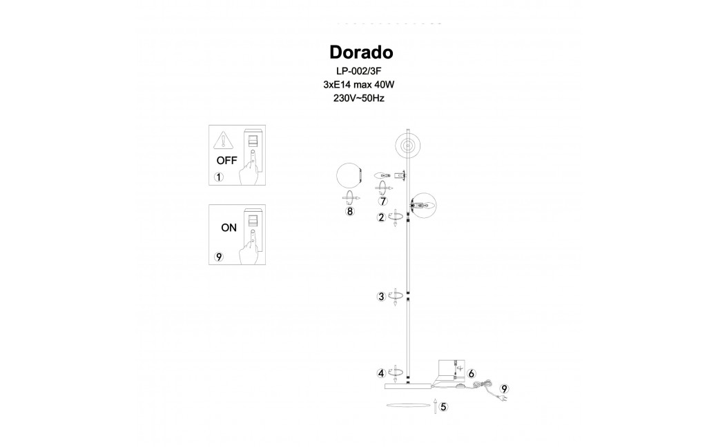 Light Prestige Lampa stojąca Dorado 3xE14 złota LP-002/3F