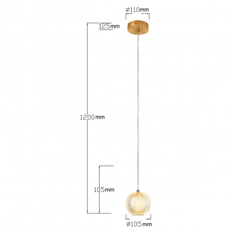 Light Prestige Lampa wisząca Diamond 1 1xLED CCT złota LP-2202/1P GD