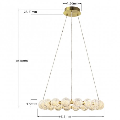 Light Prestige Lampa wisząca Diamond 18 18xLED CCT złota LP-2202/18P GD