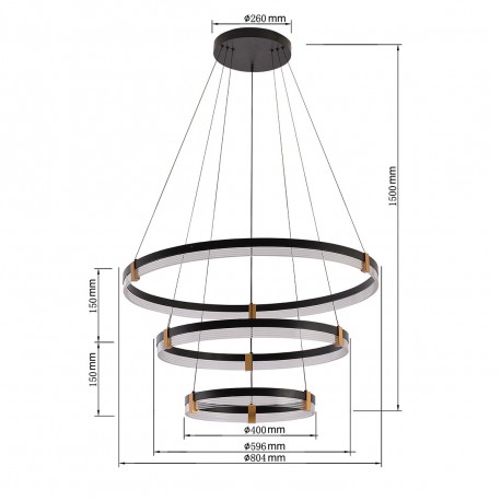 Light Prestige Lampa wisząca Plum 3 LED CCT czarna LP-0407/3P BK