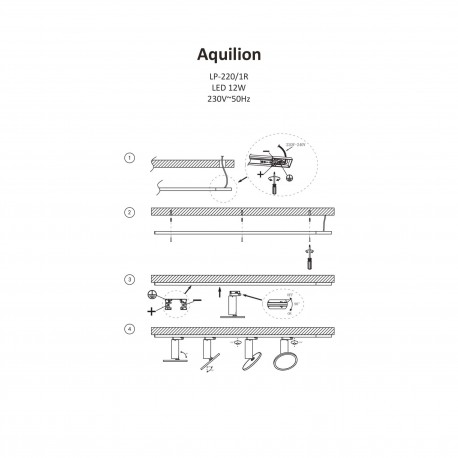 Light Prestige SET Aquilion 1F 3xLED czarny LP-220/1R BK SET