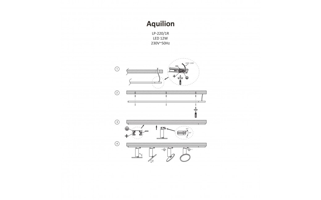 Light Prestige SET Aquilion 1F 3xLED czarny LP-220/1R BK SET