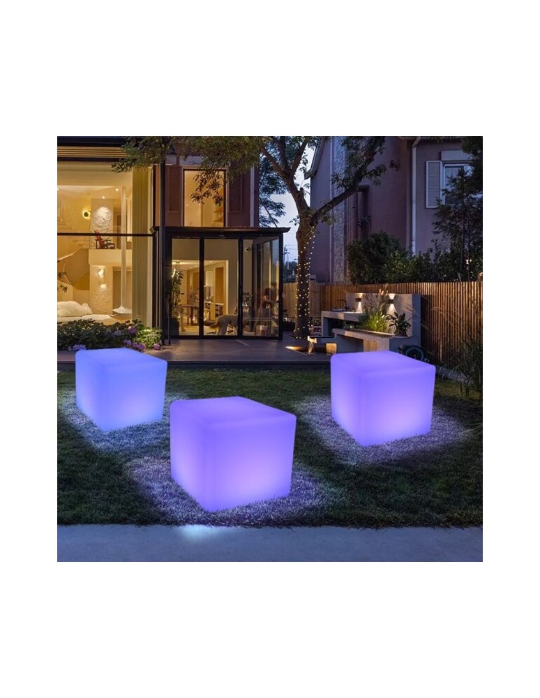 Portable garden lamps -  Step Into Design CUBIC XL LED RGBW 16 color 50 cm garden cube lamp ES-C5050. - product kolory-swiatla.pl 2