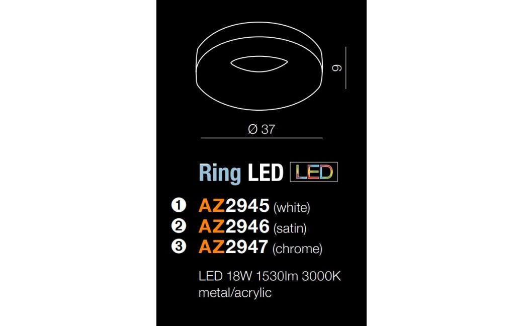 Azzardo RING LED 3000K CH 1xLED Sufitowa i Ścienna Chrom AZ2947