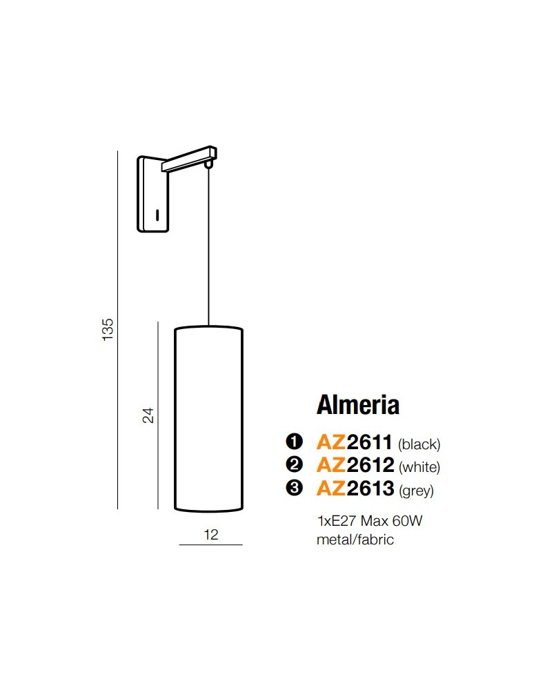 Wall lamps - Azzardo ALMERIA BLACK 1xE27 Wall Mounted Black AZ2611 - product kolory-swiatla.pl 2
