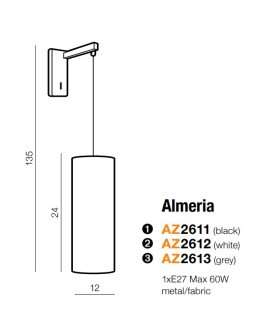 Azzardo ALMERIA BLACK 1xE27 Ścienna Czarny AZ2611 - produkt 2