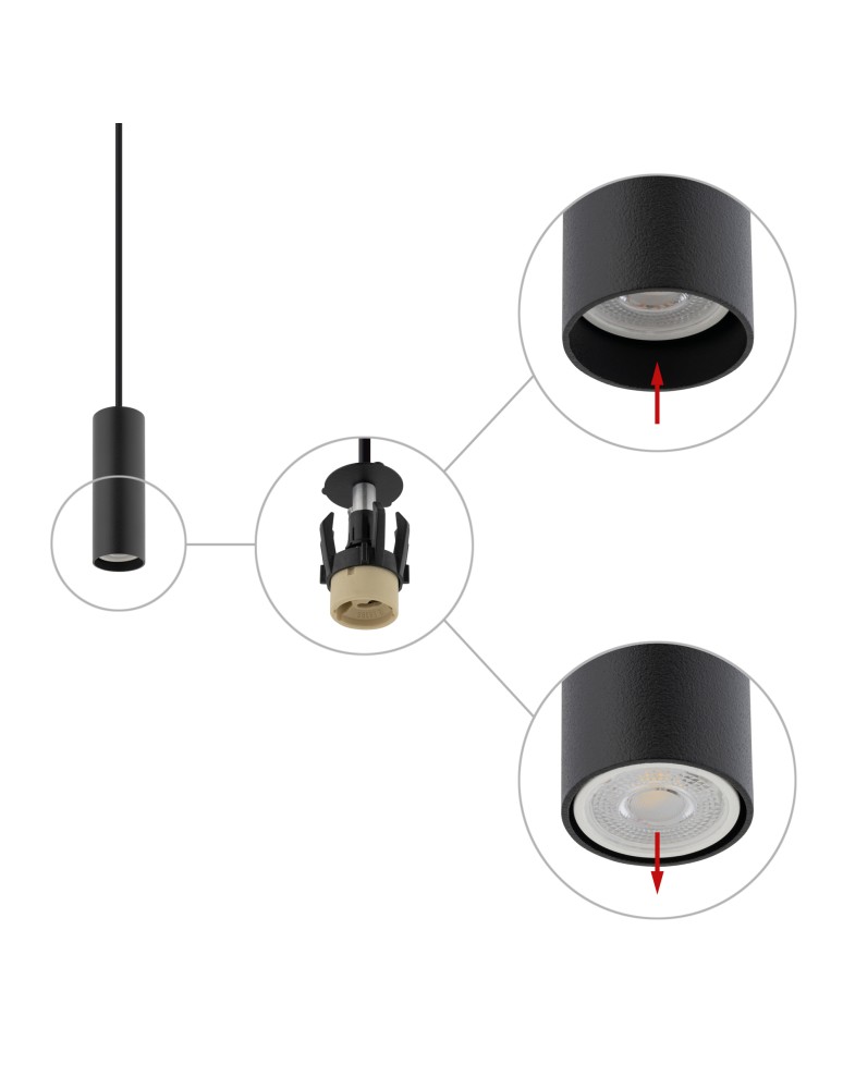 Pendant tube lamps - Nowodvorski FOURTY S Ceiling Pendant Max wattage 10W only LED GU10 R35 Black 10765 - product kolory-swiatla.pl 4