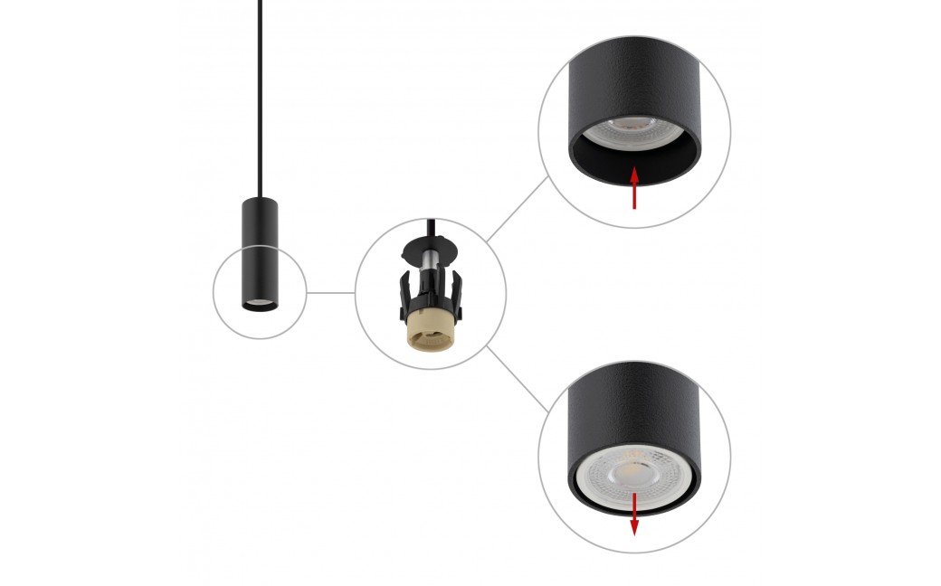 Nowodvorski FOURTY S Sufitowa Wisząca Max moc 10W only LED GU10 R35 Czarny 10765