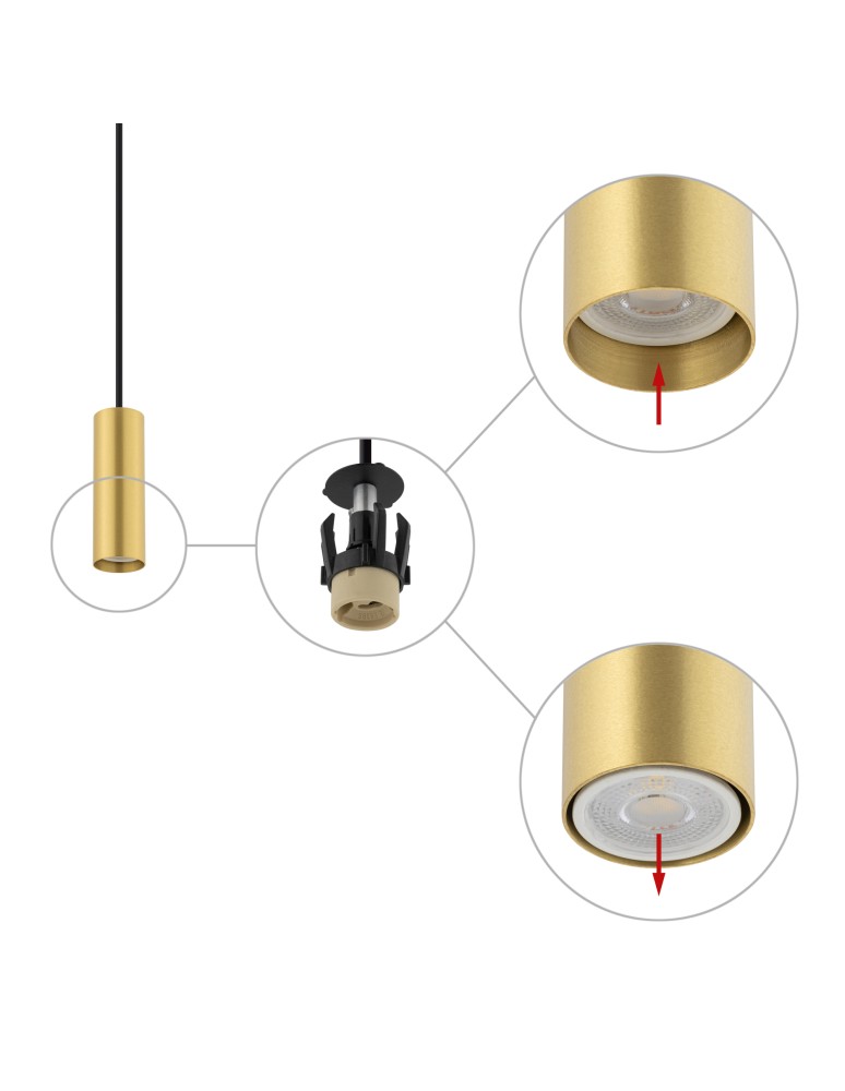Pendant tube lamps - Nowodvorski FOURTY S Ceiling Pendant Max wattage 10W only LED GU10 R35 Brass 10766 - product kolory-swiatla.pl 4
