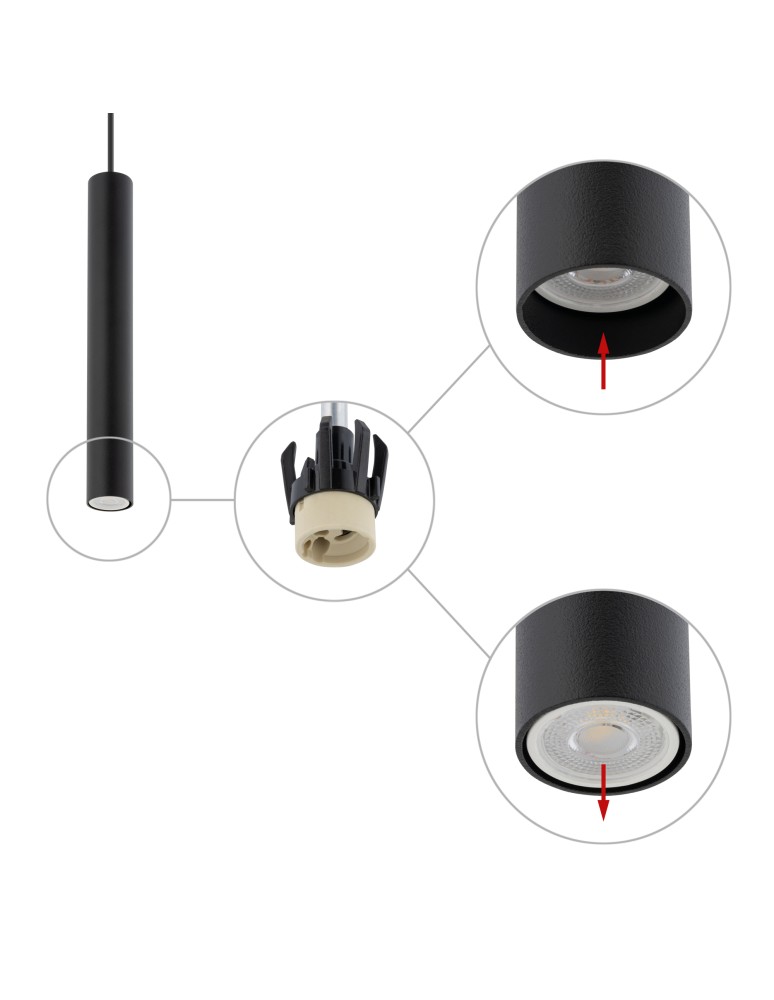 Pendant tube lamps - Nowodvorski FOURTY M Ceiling Pendant Max wattage 10W only LED GU10 R35 Black 10771 - product kolory-swiatla.pl 4